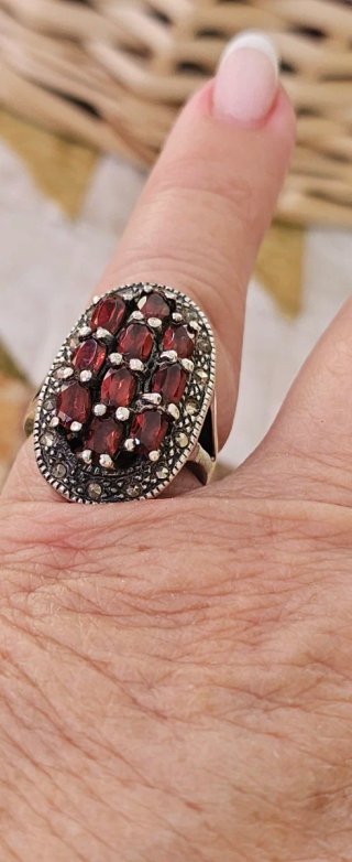 Anillo Plata y Granates Antiguo
