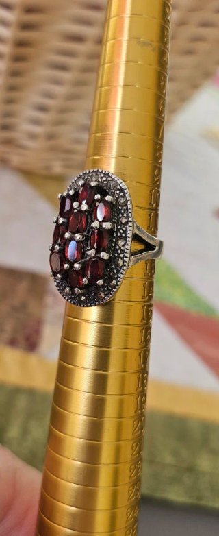 Anillo Plata y Granates Antiguo