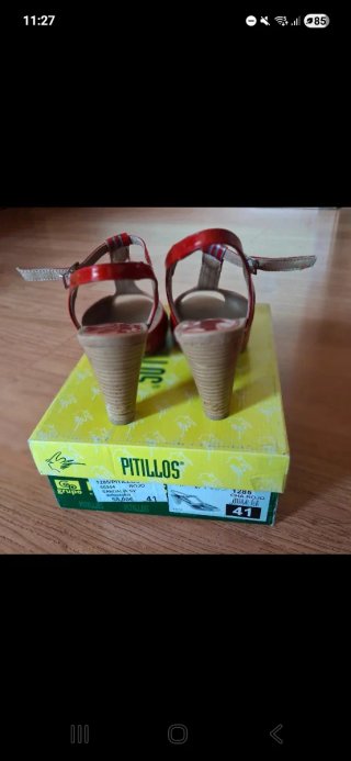 Sandalias Pitillos Rojas Piel Talla 41