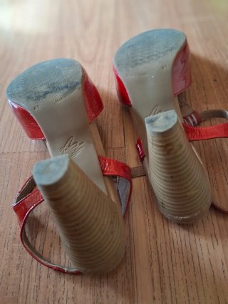 Sandalias Pitillos Rojas Piel Talla 41