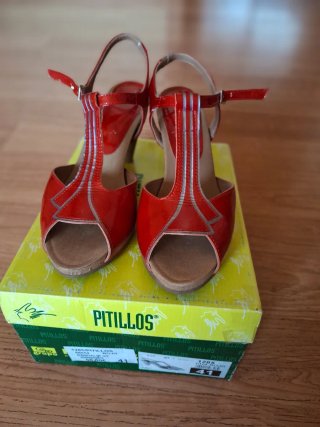 Sandalias Pitillos Rojas Piel Talla 41