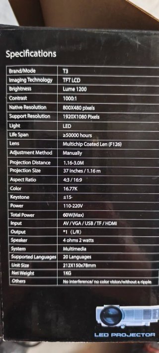 Proyector LED Wimius T3 Mini Blanco
