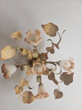 Lámpara de techo floral metal y cristal