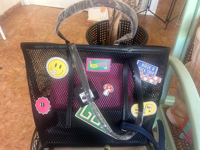 Bolso Malla Negro con Adornos