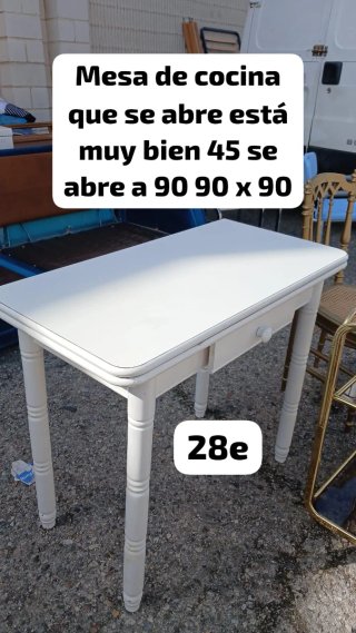 Mesa de cocina extensible blanca