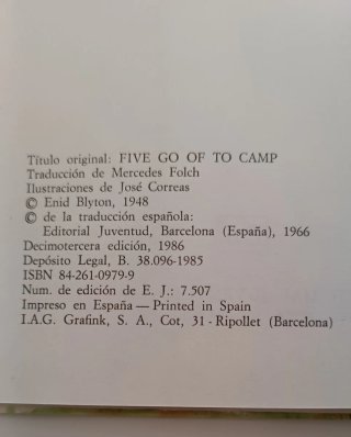 Libro Los cinco van de camping  (1986)