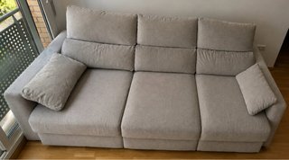 Sofá de 3 plazas extensible de tela gris claro