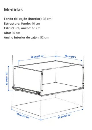 Cajón sin frente IKEA KONSTRUERA blanco 30x40 cm