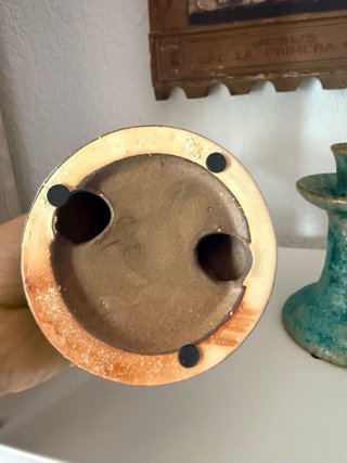 Set di 2 Candelabri in Ceramica Teal e Oro