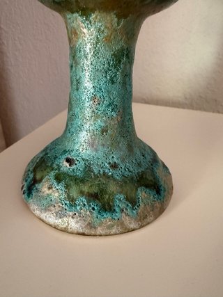 Set di 2 Candelabri in Ceramica Teal e Oro