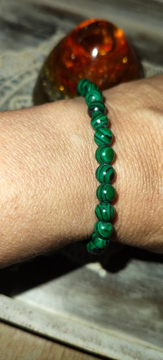 Pulsera Bolas Malaquita Hilo Elástico