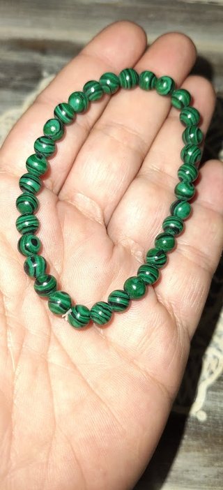 Pulsera Bolas Malaquita Hilo Elástico
