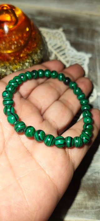 Pulsera Bolas Malaquita Hilo Elástico