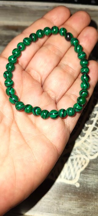Pulsera Bolas Malaquita Hilo Elástico