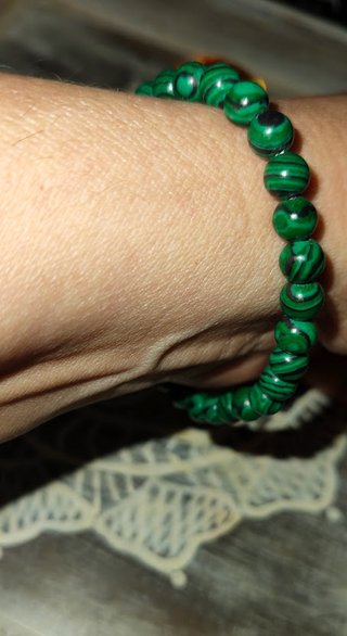 Pulsera Bolas Malaquita Hilo Elástico