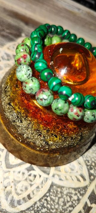 Pulsera Bolas Malaquita Hilo Elástico