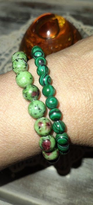 Pulsera Bolas Malaquita Hilo Elástico