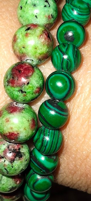 Pulsera Bolas Malaquita Hilo Elástico