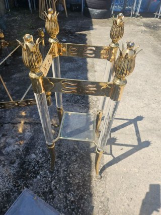 Conjunto Muebles Salón Acrílico y Dorado