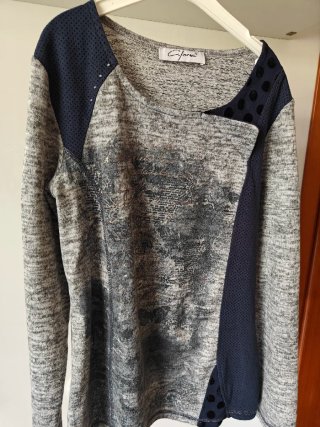 Maglia donna grigia e viola