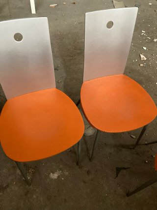 4 Sillas Cocina Naranja y Gris