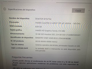 Mini PC Negro i5 intel 8gb ram 30 gb disco