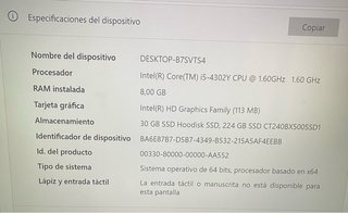 Mini PC Negro i5 intel 8gb ram 30 gb disco