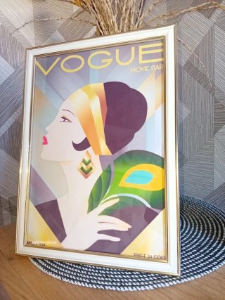 Quadro Art Deco Donna con ventaglio di piume