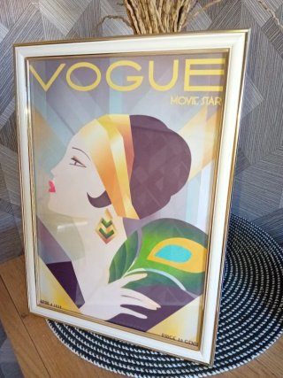 Quadro Art Deco Donna con ventaglio di piume