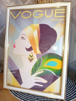 Quadro Art Deco Donna con ventaglio di piume