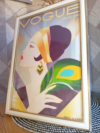 Quadro Art Deco Donna con ventaglio di piume