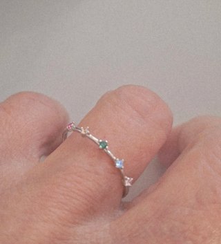 Anillo Fino Plata Ley con Piedras Multicolor
