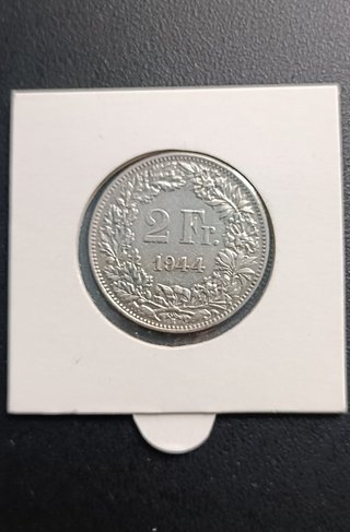 MONEDA SUIZA, 2 Fr. Año 1944.