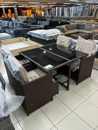 Conjunto Terraza Rattan sintetico Mesa y 6 Piezas