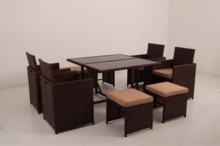 Conjunto Terraza Rattan sintetico Mesa y 6 Piezas