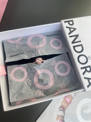 Anillo Pandora Oro Rosa Corazón Rosa