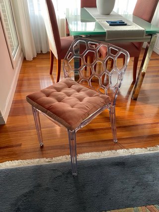 Mesa de comedor cristal y metal de 1,20 por 0,80