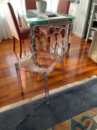 Mesa de comedor cristal y metal de 1,20 por 0,80