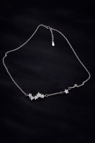 Collar Plata Ley Estrellas Circonitas