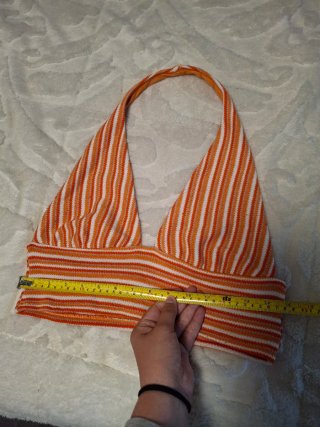 Top H&M Rayas Naranja Blanco Talla M