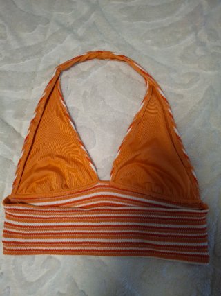 Top H&M Rayas Naranja Blanco Talla M