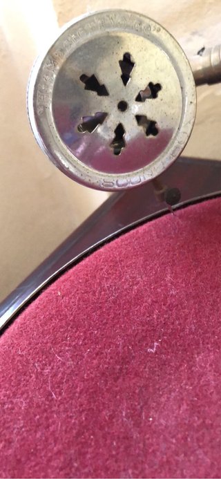 Grammofono a tromba riproduzione + dischi