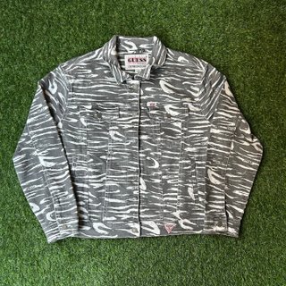 Chaqueta Guess Estampado Cebra Gris y Blanco