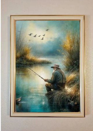 Quadro Poster Pescatore e Natura