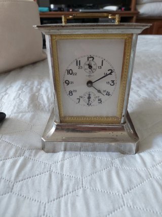 Reloj de mesa antiguo metal dorado y plateado