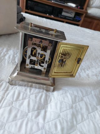 Reloj de mesa antiguo metal dorado y plateado