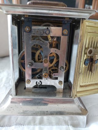 Reloj de mesa antiguo metal dorado y plateado