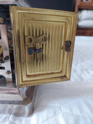 Reloj de mesa antiguo metal dorado y plateado