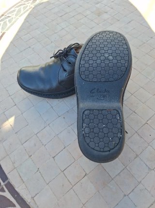 Zapatos Clarks Piel Negra Talla 40 Ancho