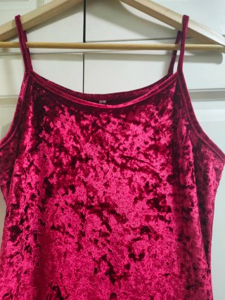 SHEIN - Vestido rojo de terciopelo